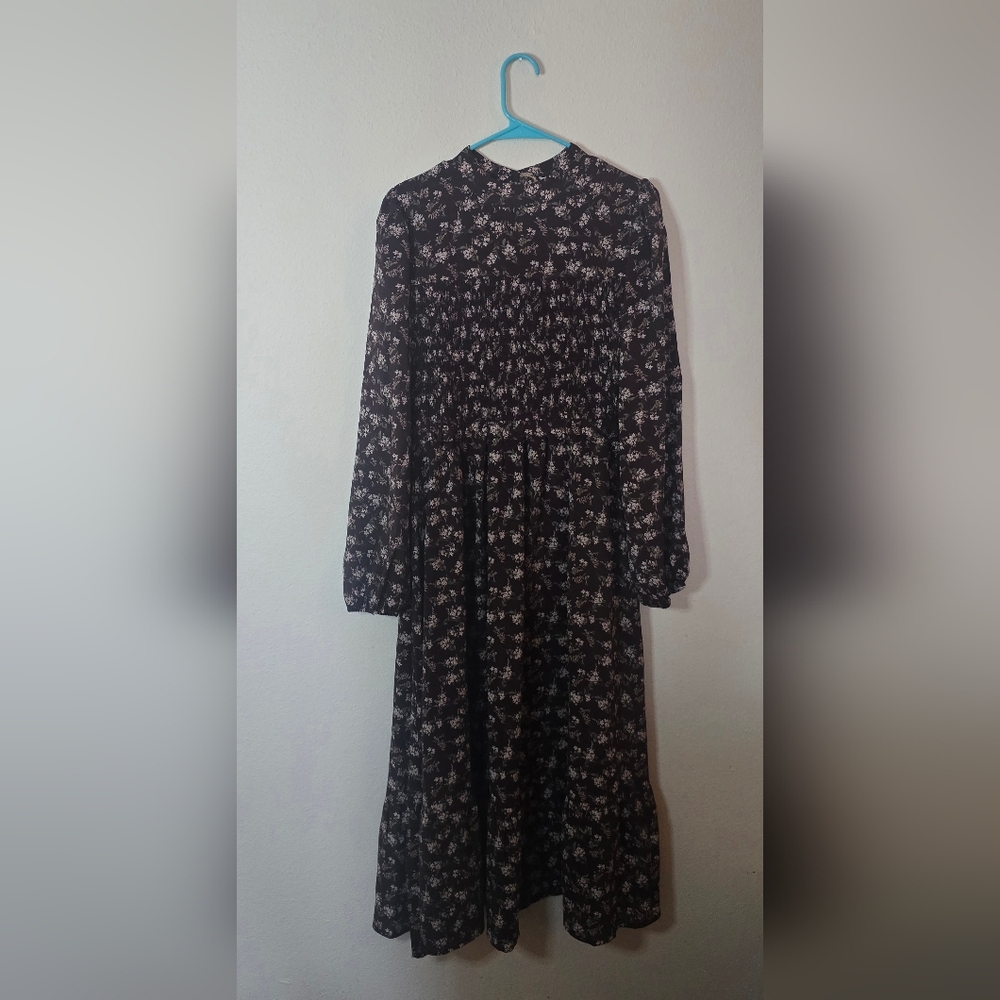 New In Floral Maxi Feminine Dress Long Sleeve Boho Cottagecore New Size Medium